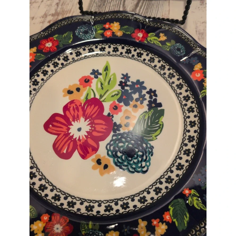 Pioneer Woman Dazzling Dahlias Dinner Plates Cobalt